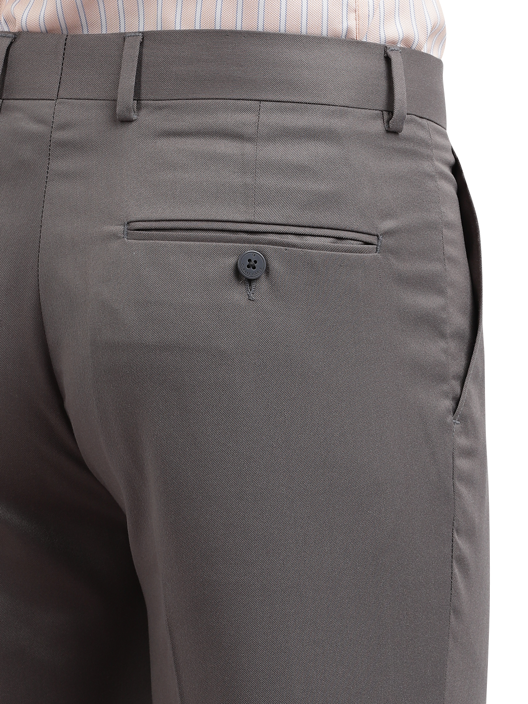 Model wearing Clarke Gable's Grey Casual Fit Trousers in a casual setting