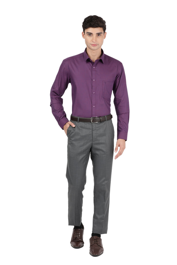 Model dressed in Clarke Gable's Violet Plain Relax Fit Shirt in a casual setting