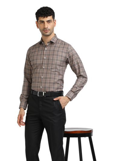 Model wearing Clarke Gable's Black Sharp Fit Trousers in a casual setting