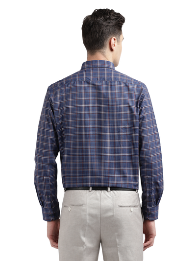Model wearing Clarke Gable's Blue With Red Checked Formal Shirt in a casual setting