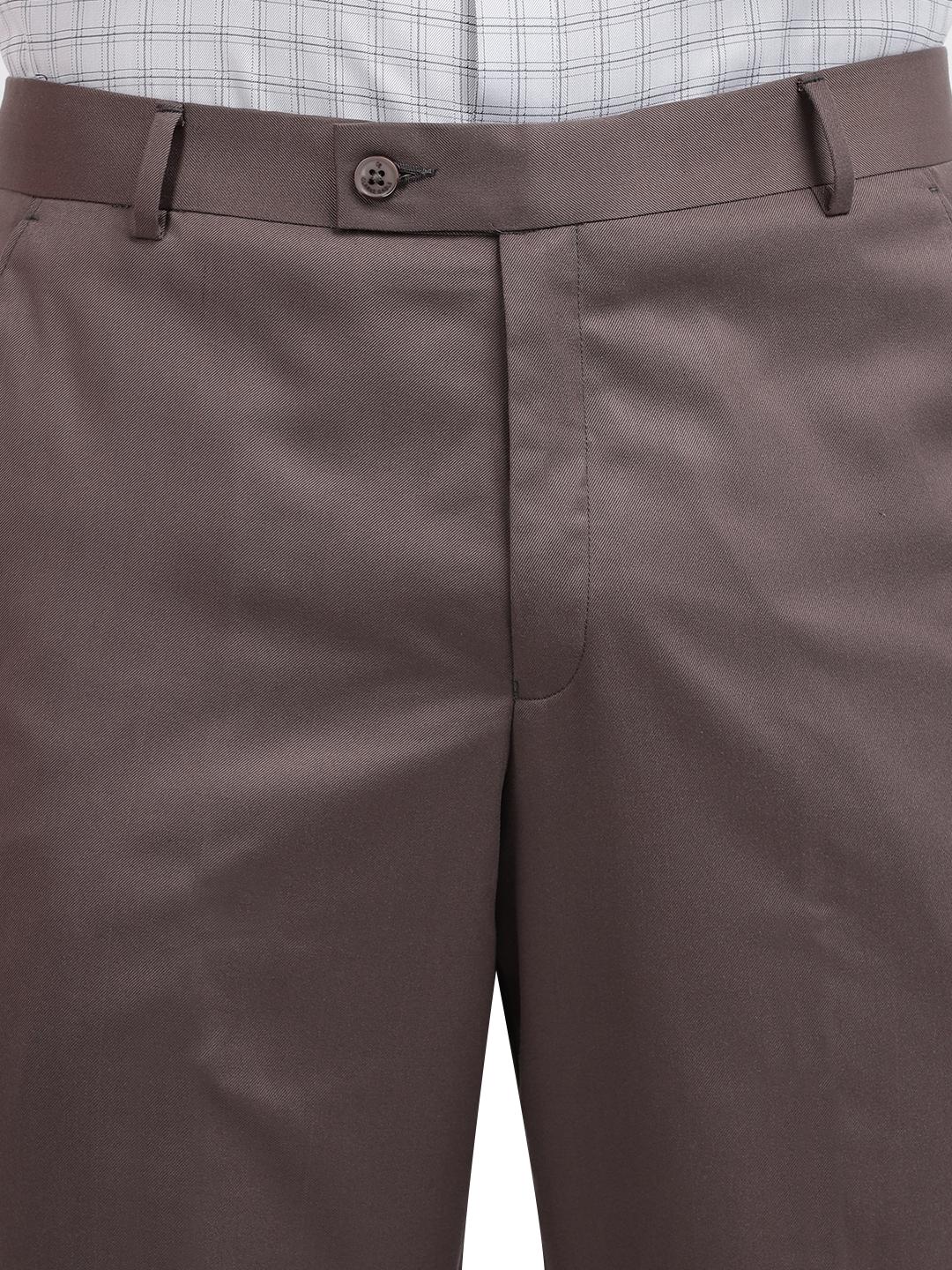 Model wearing Clarke Gable's Brown Casual Fit Trousers in a casual setting