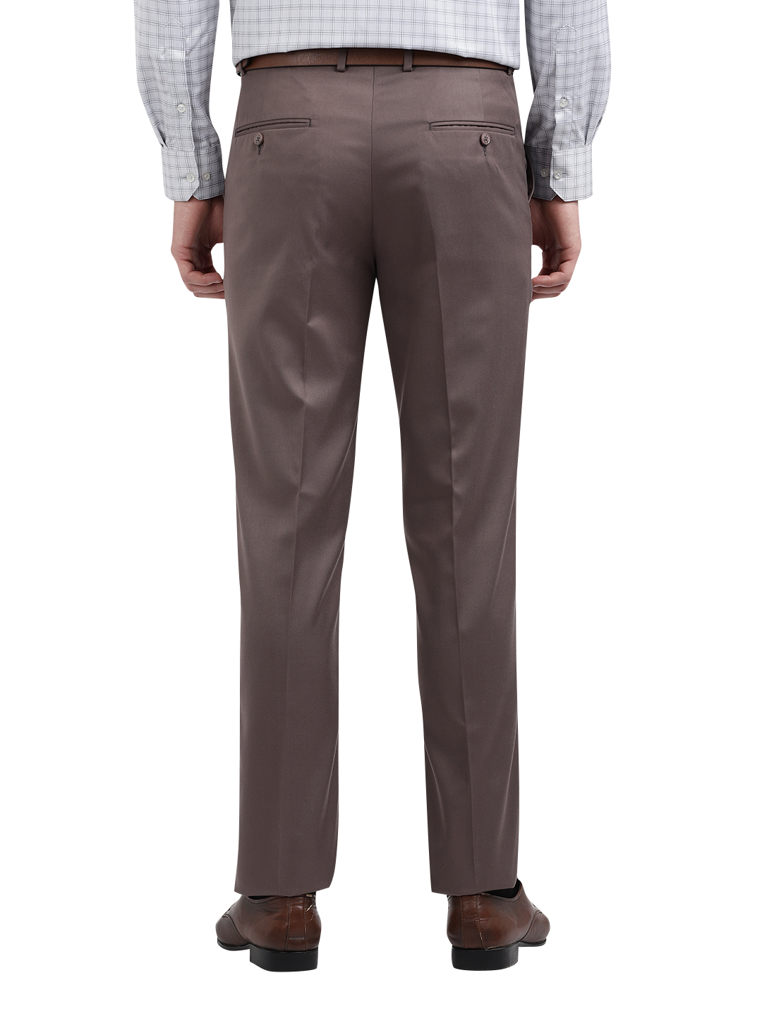 Model wearing Clarke Gable's Brown Casual Fit Trousers in a casual setting