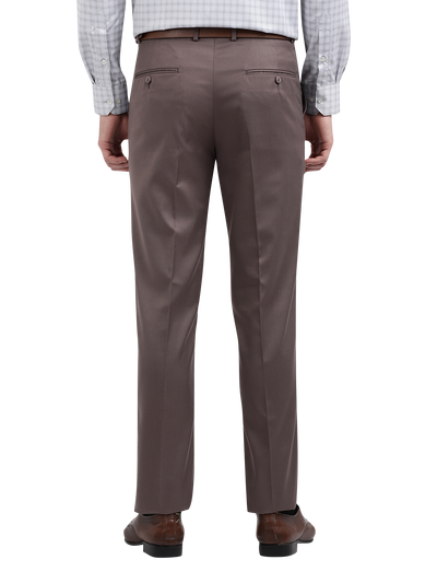 Model wearing Clarke Gable's Brown Casual Fit Trousers in a casual setting