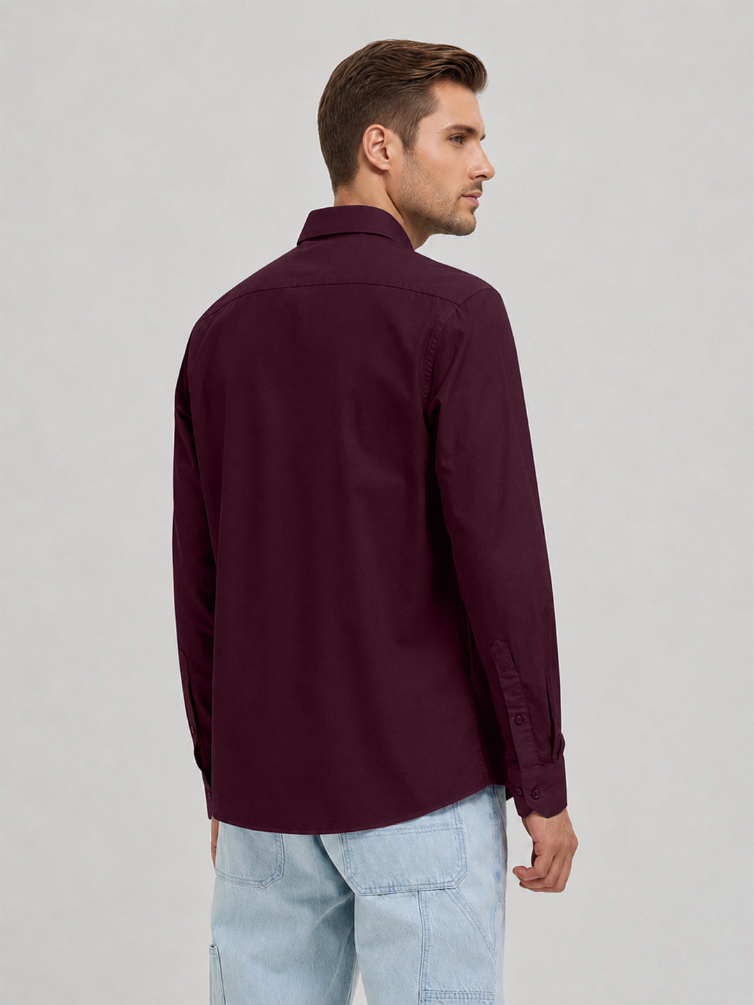 Wine Maroon Plain Casual Shirt