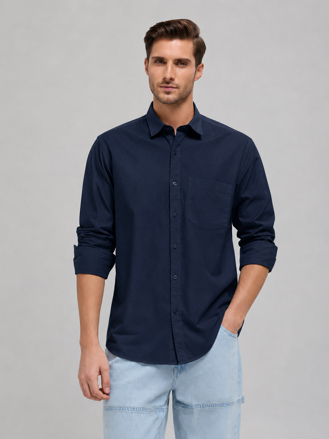 Midnight Blue Plain Casual Shirt