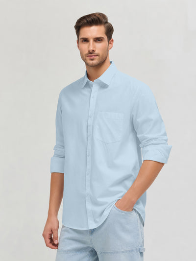 Aero Blue Plain Casual Shirt