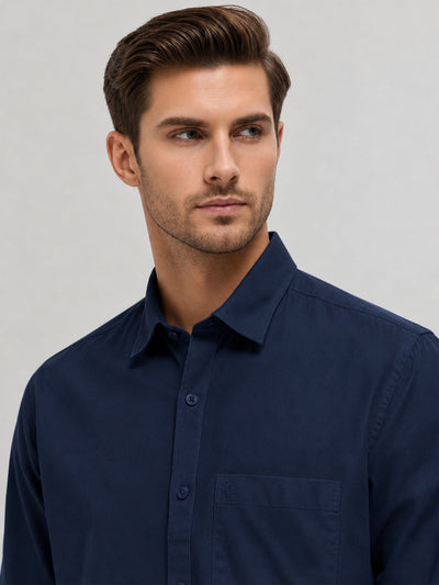 Midnight Blue Plain Casual Shirt