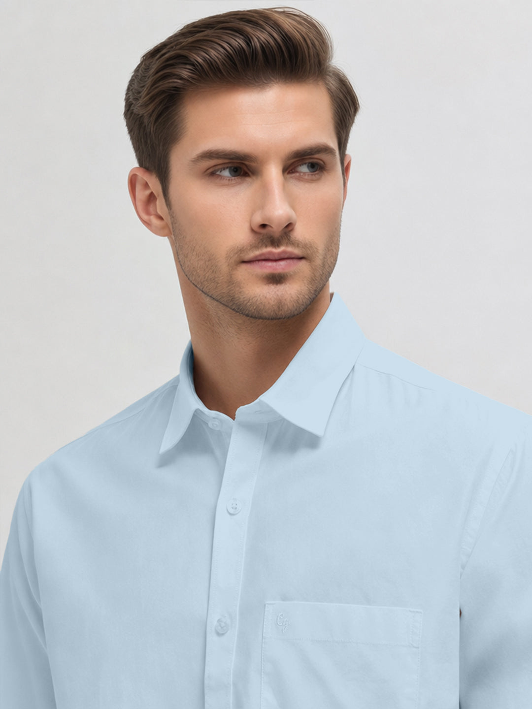 Aero Blue Plain Casual Shirt