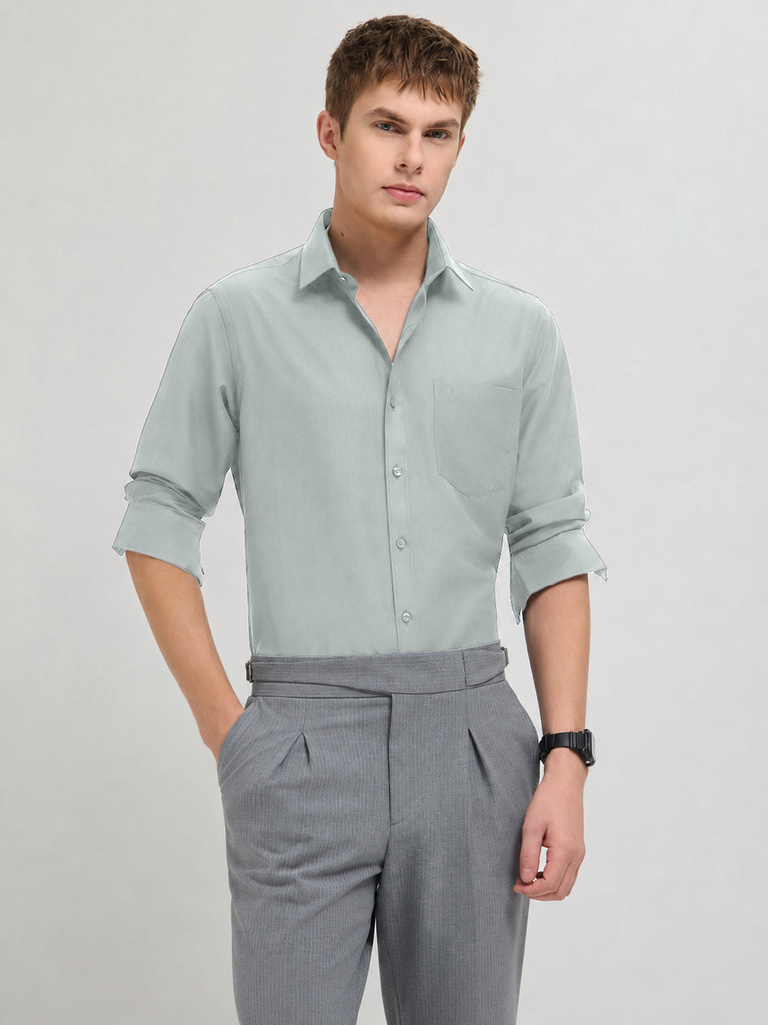 Pale Sage Plain Formal Shirt