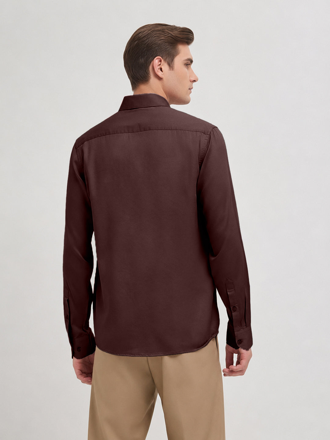 Dark Wine Plain Casual Shirt