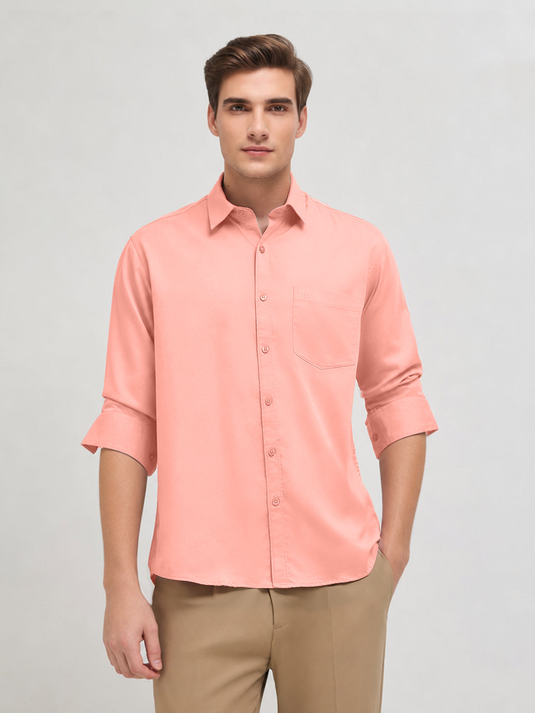 Blush Pink Plain Casual Shirt
