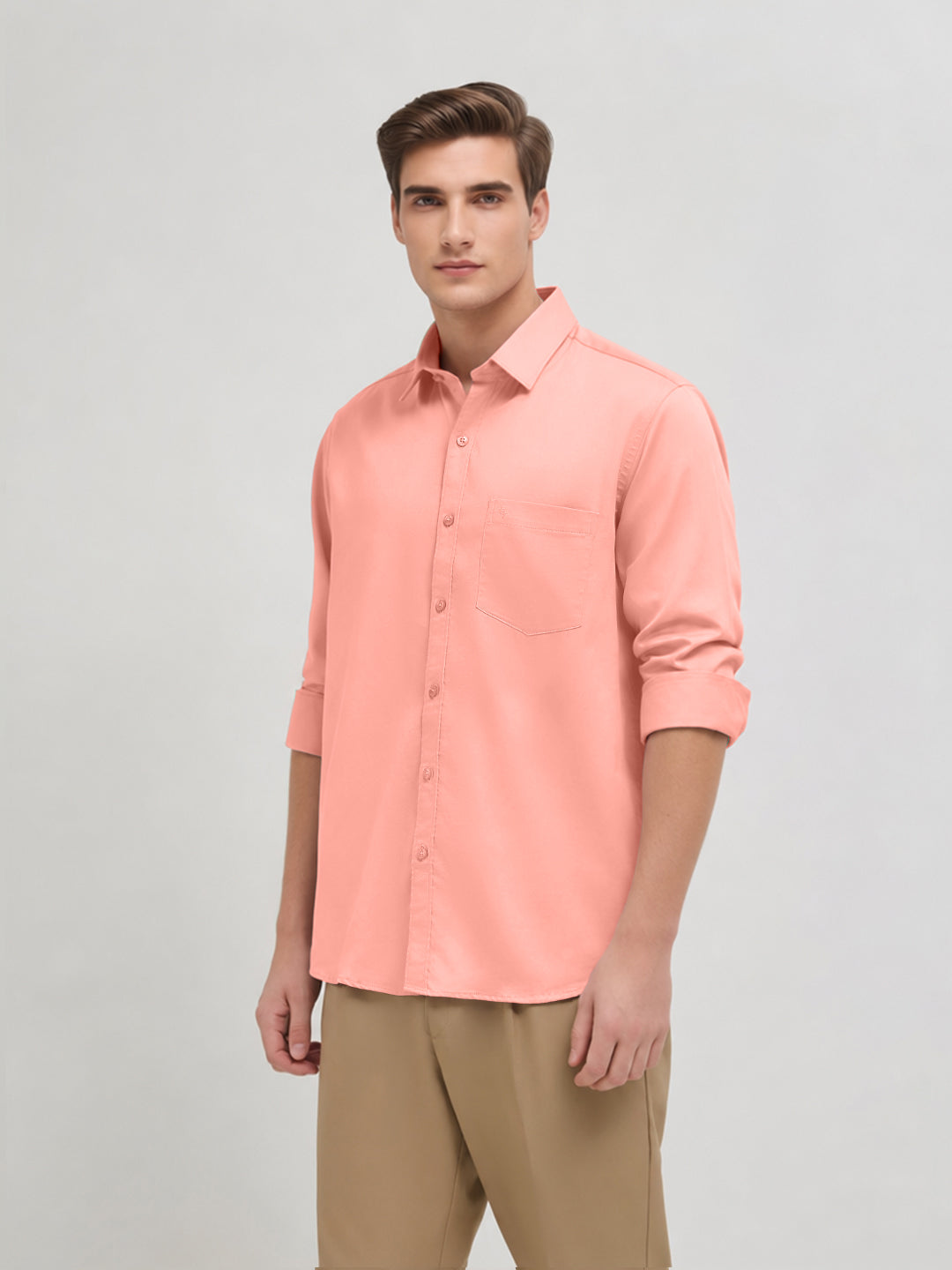 Blush Pink Plain Casual Shirt