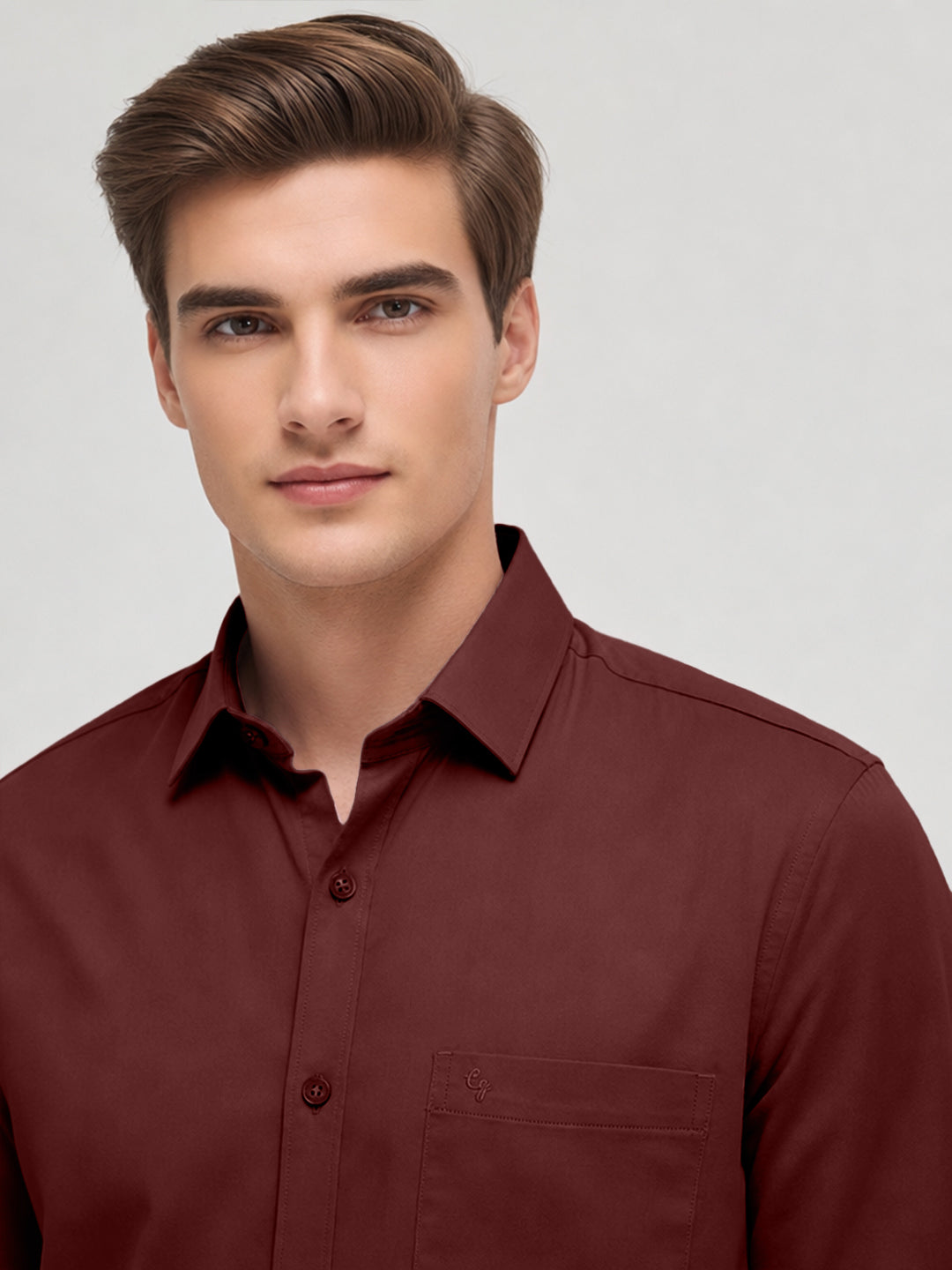 Royal Maroon Plain Casual Shirt