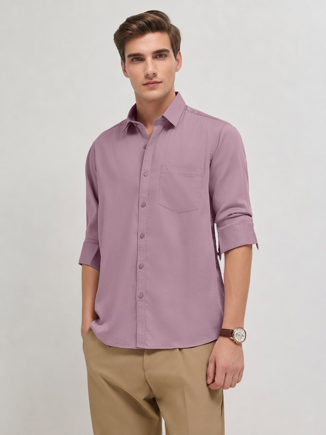 Purple Frost Plain Casual Shirt