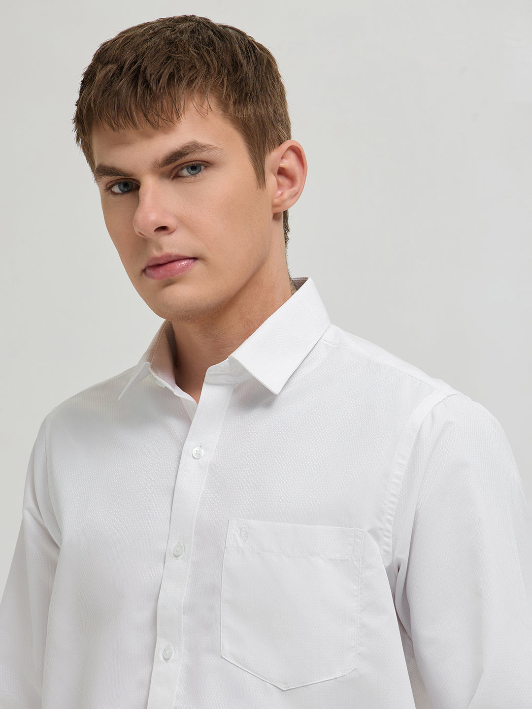 Crystal White Tonal Texture Formal Shirt