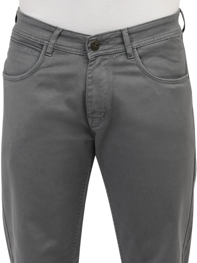 Model wearing Clarke Gable's Coolmax Grey Skinny Fit Jeans in a casual setting