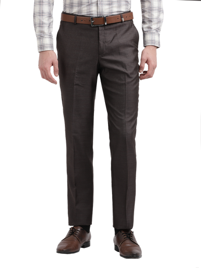 Model wearing Clarke Gable's Dark Grey Relax Fit Trousers in a casual setting