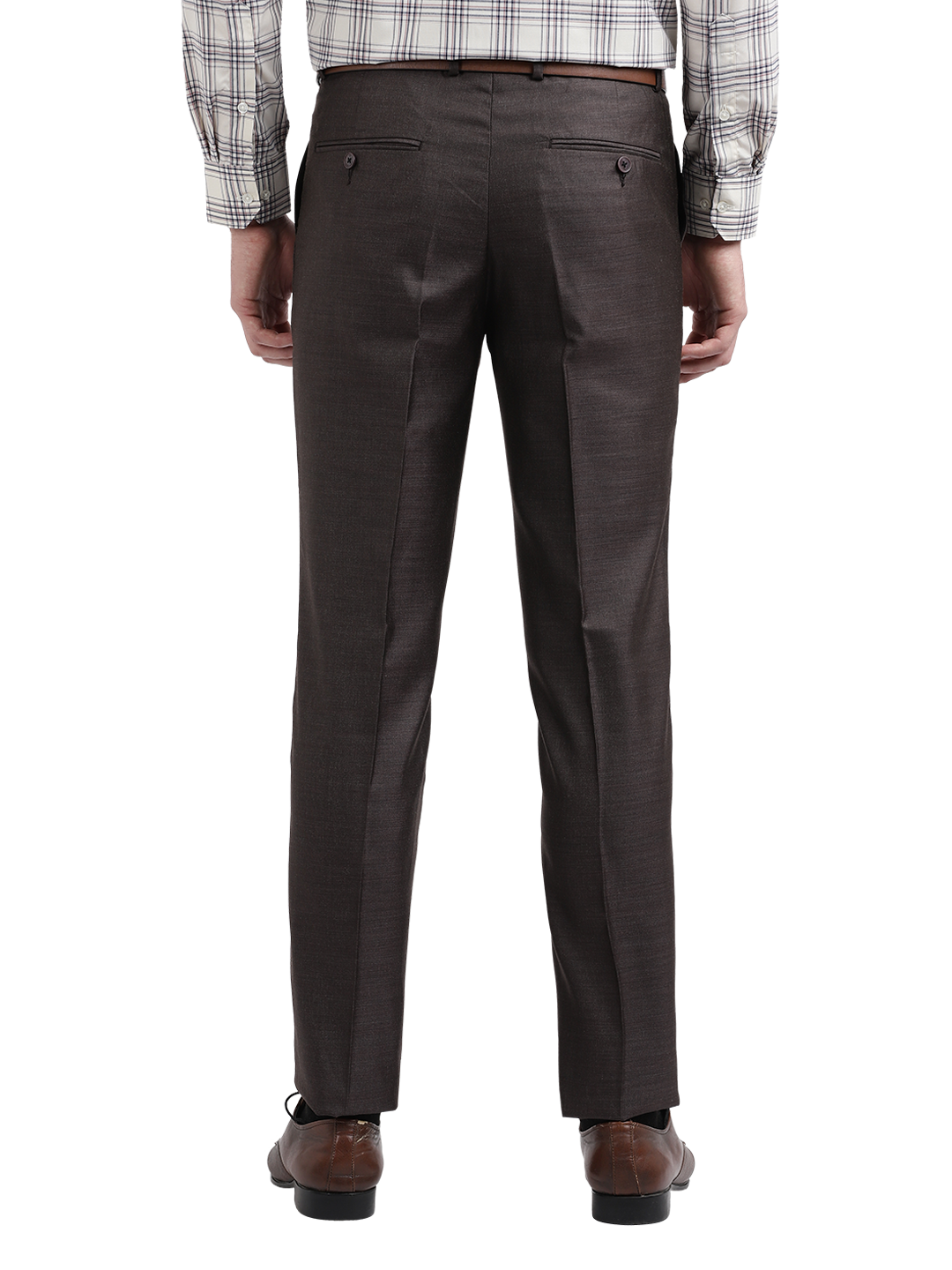 Model wearing Clarke Gable's Dark Grey Relax Fit Trousers in a casual setting