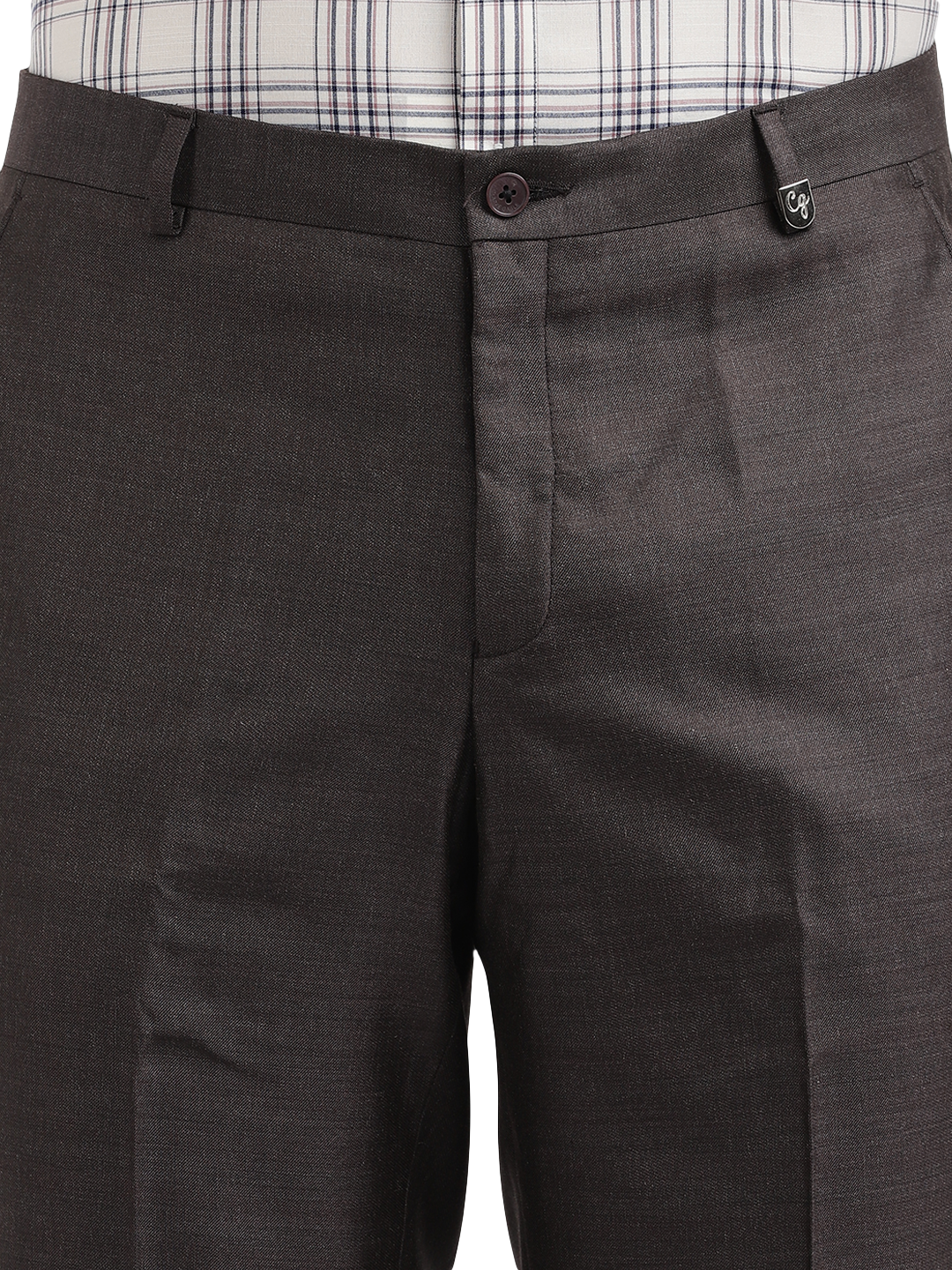 Model wearing Clarke Gable's Dark Grey Relax Fit Trousers in a casual setting