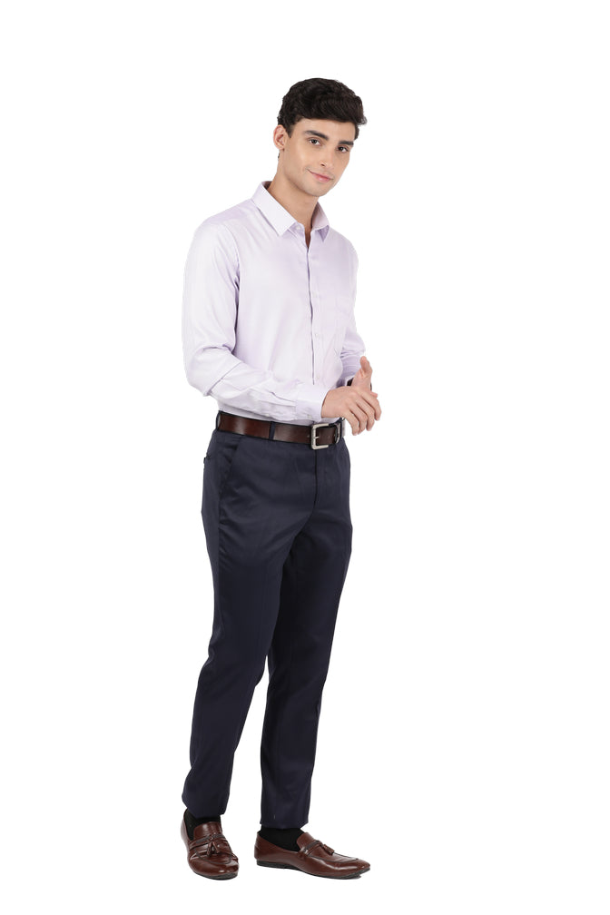 Model dressed in Clarke Gable's Baby Violet Plain Relax Fit Shirt in a casual setting