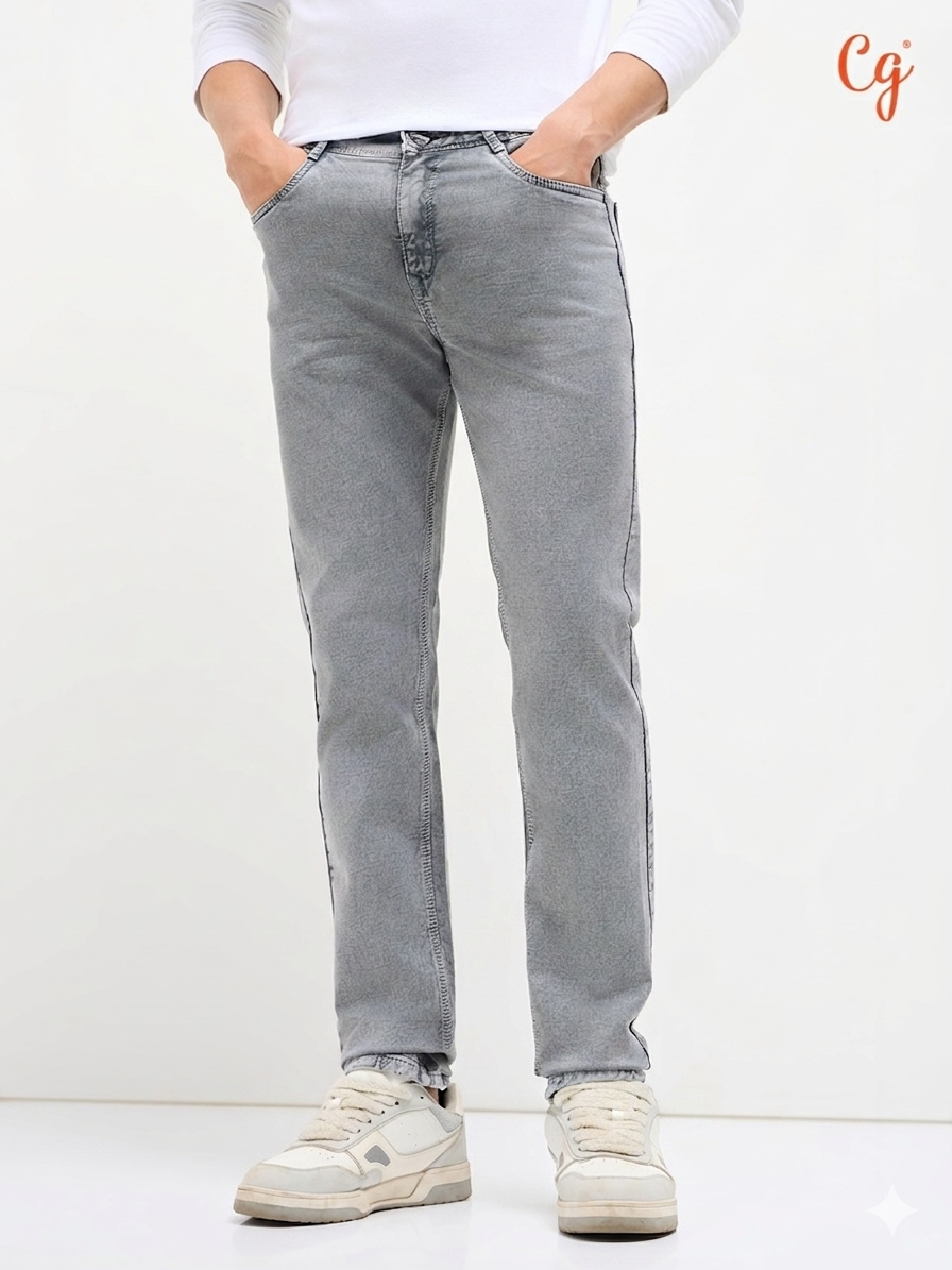 Light Grey Casual Denim Trousers