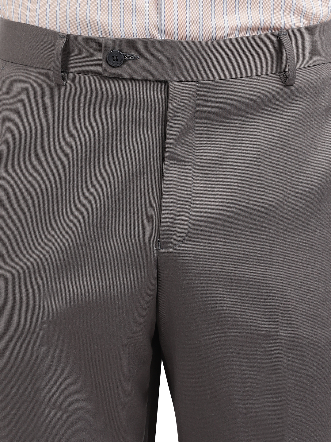 Model wearing Clarke Gable's Grey Casual Fit Trousers in a casual setting