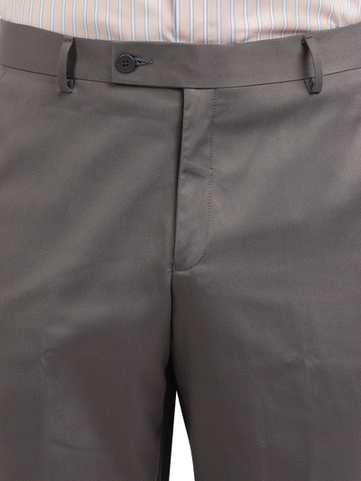 Model wearing Clarke Gable's Grey Casual Fit Trousers in a casual setting