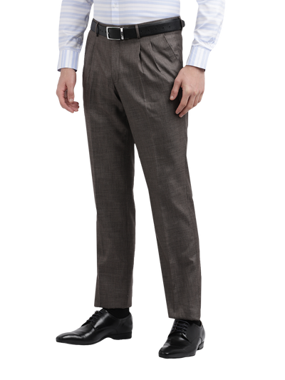 Model wearing Clarke Gable's Grey Relax Fit Trousers in a casual setting