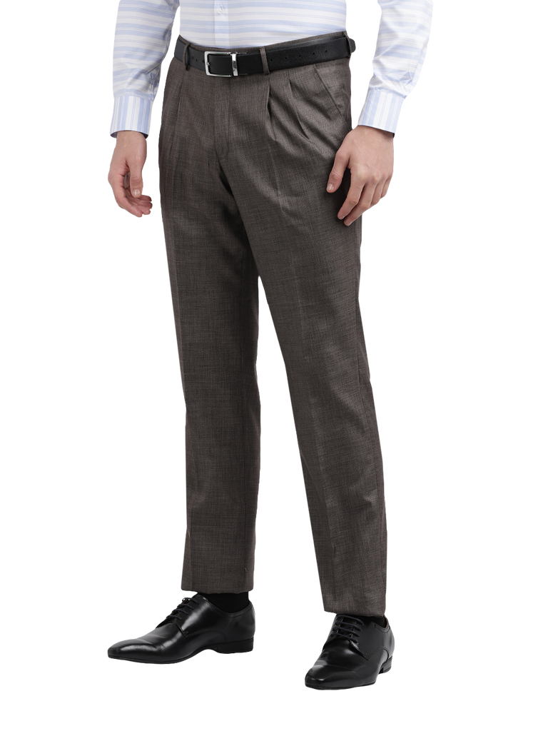 Model wearing Clarke Gable's Grey Relax Fit Trousers in a casual setting