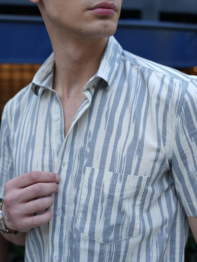 Cement Grey Printed Casual Shirt