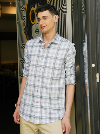 Light Blue Checked Casual Shirt