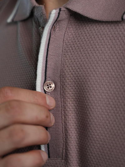 Onion Pink Textured Printed Polo T Shirt