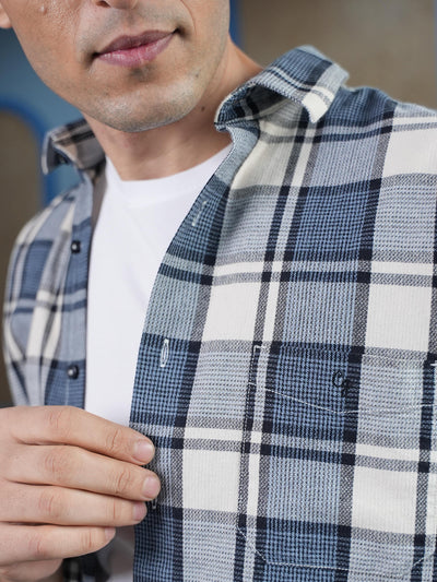 Denim Blue Checked Casual Shirt