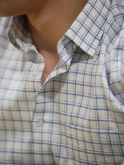 Ink Blue Checked Casual Shirt