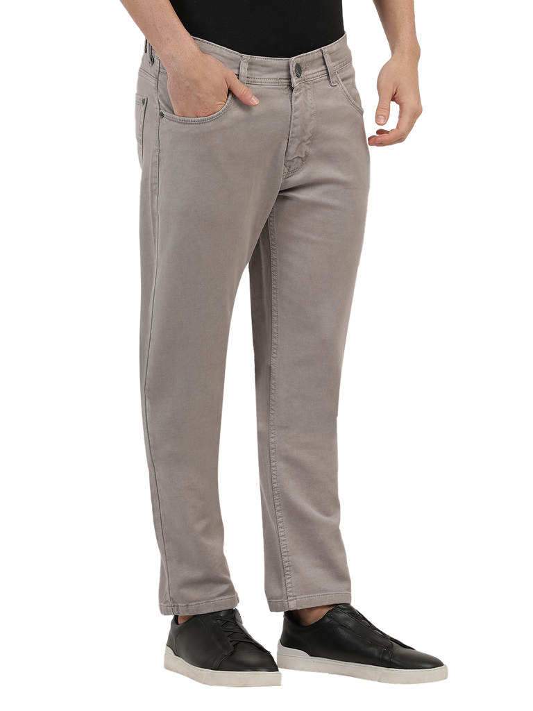 Model wearing Clarke Gable's Light Brown Tinted Skinny Fit Jeans in a casual setting