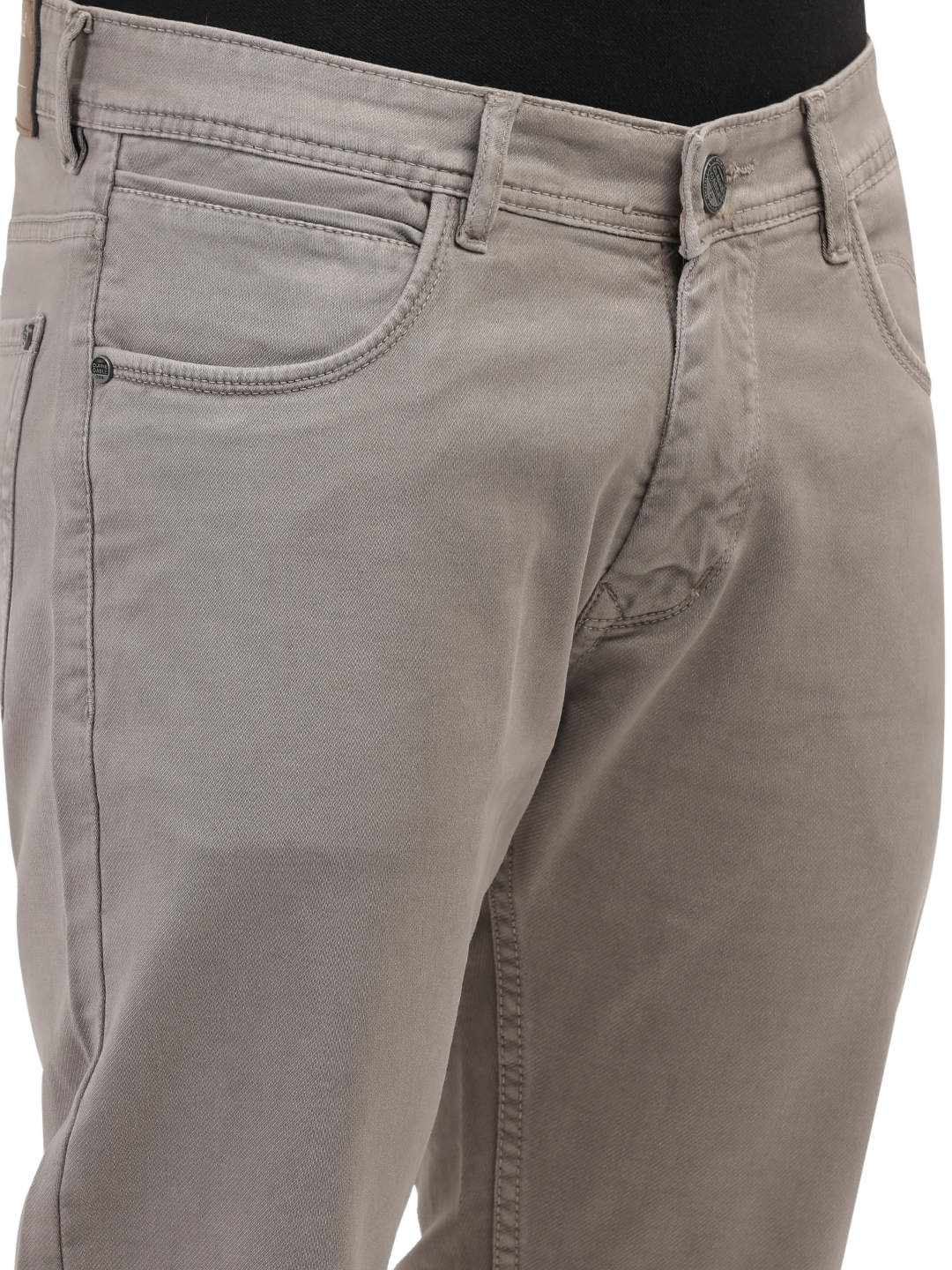 Model wearing Clarke Gable's Light Brown Tinted Skinny Fit Jeans in a casual setting