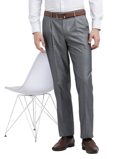 Model wearing Clarke Gable's Light Grey Relax Fit Trousers in a casual setting