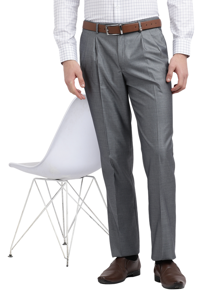 Model wearing Clarke Gable's Light Grey Relax Fit Trousers in a casual setting