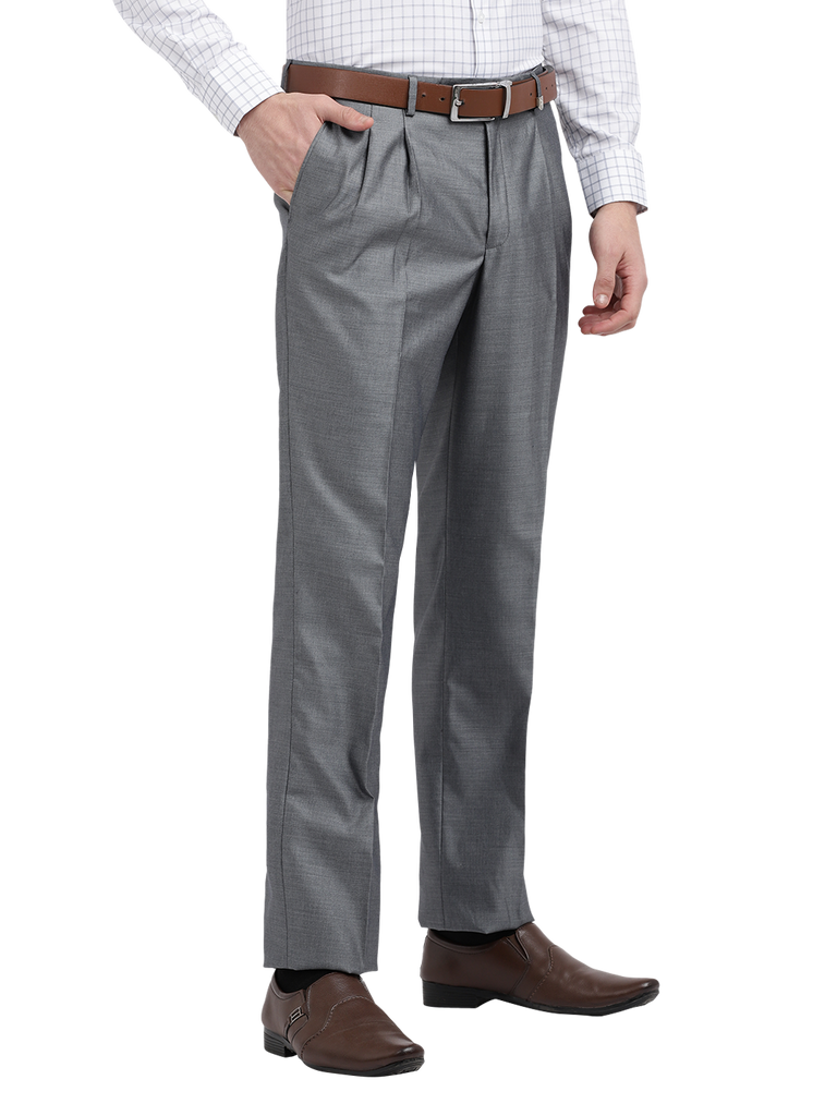 Model wearing Clarke Gable's Light Grey Relax Fit Trousers in a casual setting