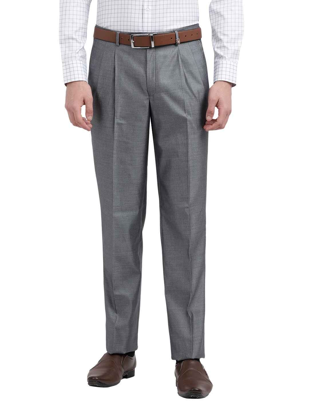 Model wearing Clarke Gable's Light Grey Relax Fit Trousers in a casual setting