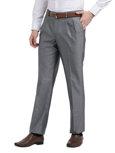 Model wearing Clarke Gable's Light Grey Relax Fit Trousers in a casual setting