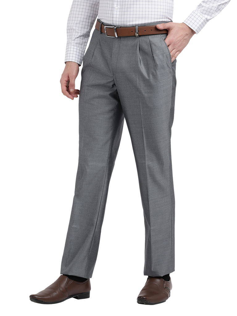 Model wearing Clarke Gable's Light Grey Relax Fit Trousers in a casual setting