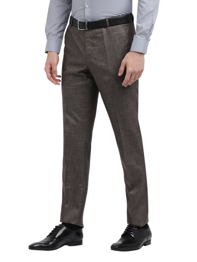 Model wearing Clarke Gable's Light Grey Sharp Fit Trousers in a casual setting
