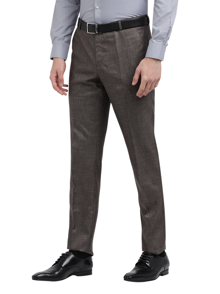 Model wearing Clarke Gable's Light Grey Sharp Fit Trousers in a casual setting