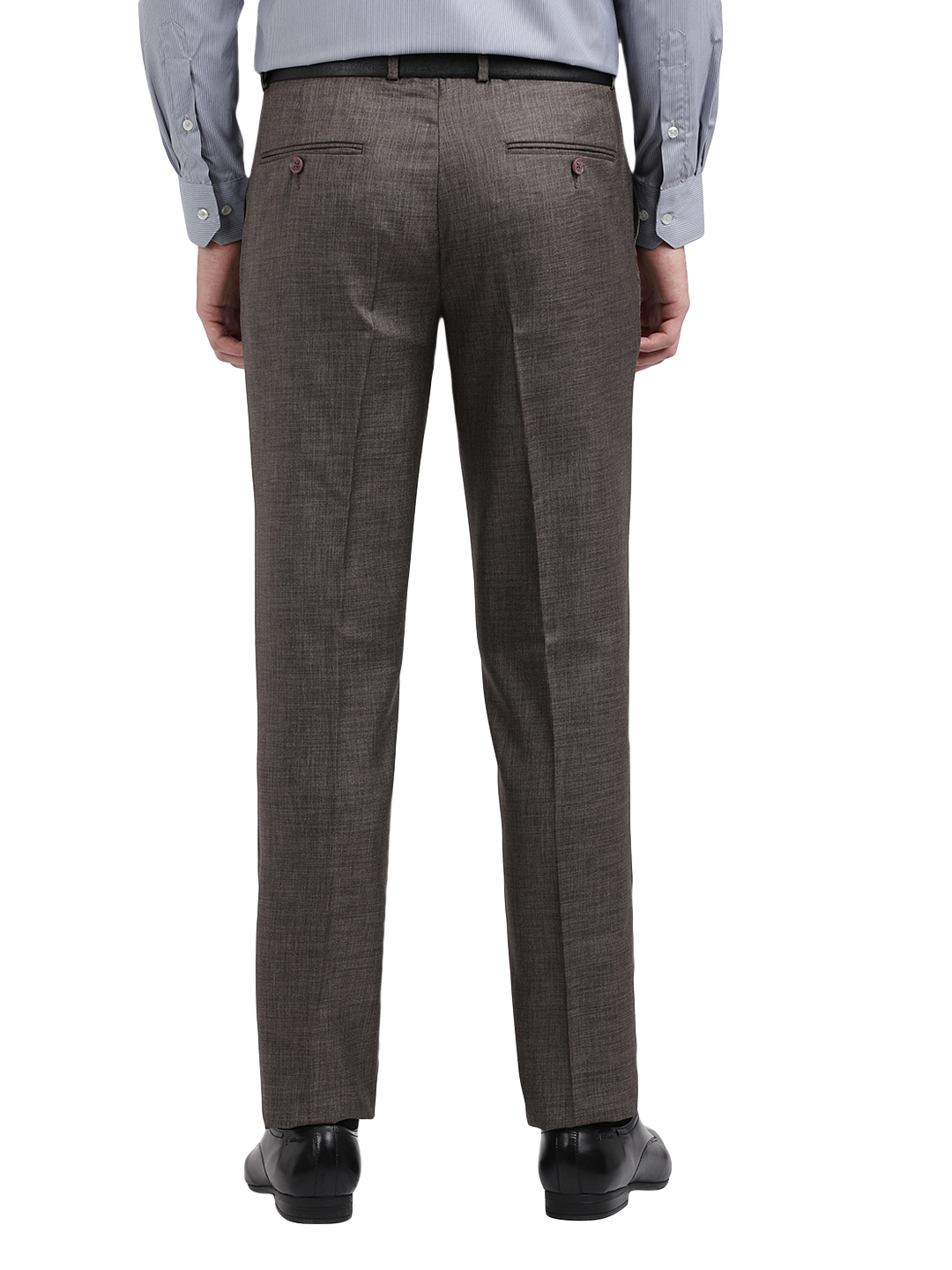 Model wearing Clarke Gable's Light Grey Sharp Fit Trousers in a casual setting