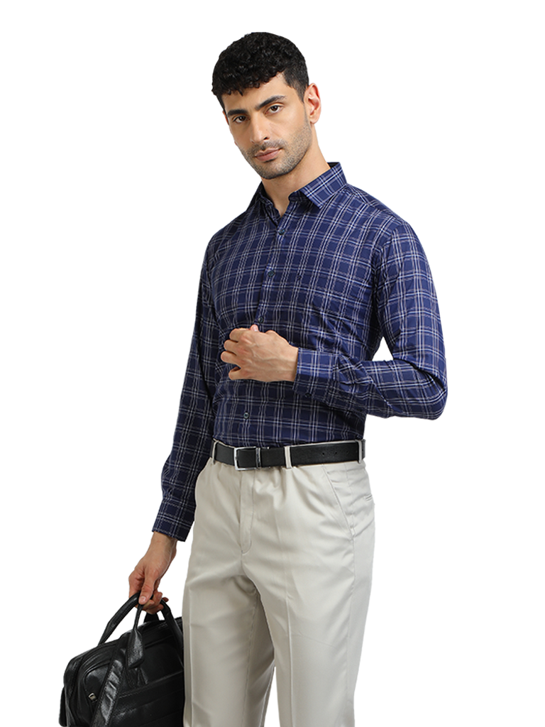 Model wearing Clarke Gable's Light Grey Smart Fit Trousers in a casual setting