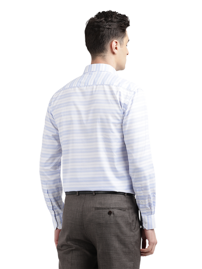 Model wearing Clarke Gable's Light Grey With White Striped Formal Shirt in a casual setting
