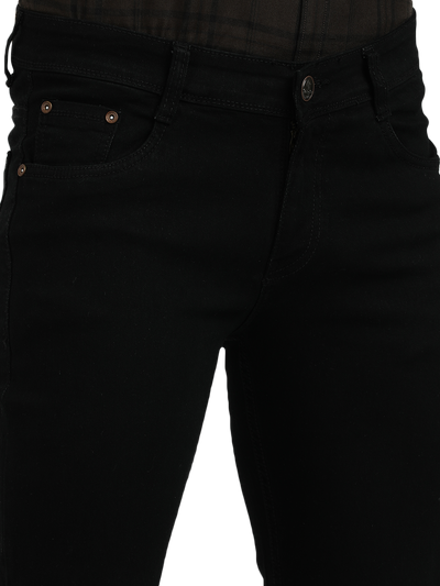 Model wearing Clarke Gable's Black Skinny Fit Jeans in a casual setting