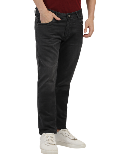 Model wearing Clarke Gable's Marvels Grey Skinny Fit Jeans in a casual setting