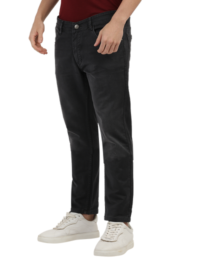 Model wearing Clarke Gable's Marvels Grey Skinny Fit Jeans in a casual setting